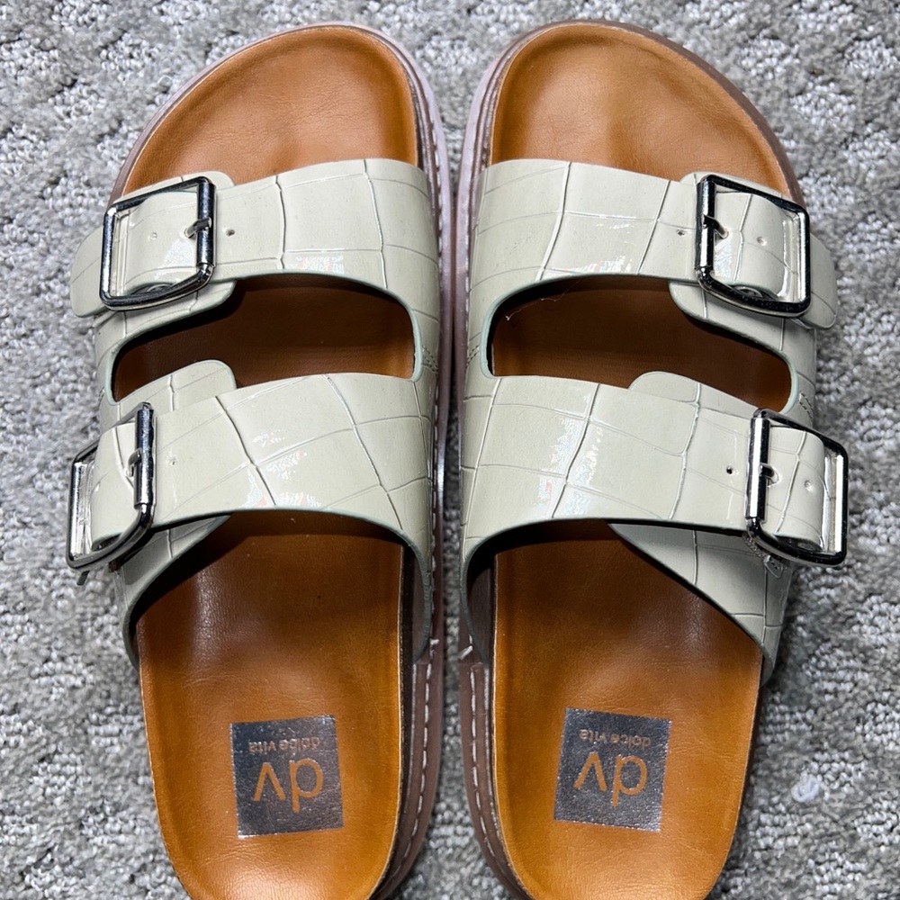 WORN ONCE Sage Buckled Sandals